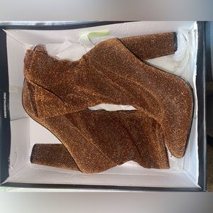 Misguided Gold Glitter Sock Boot
